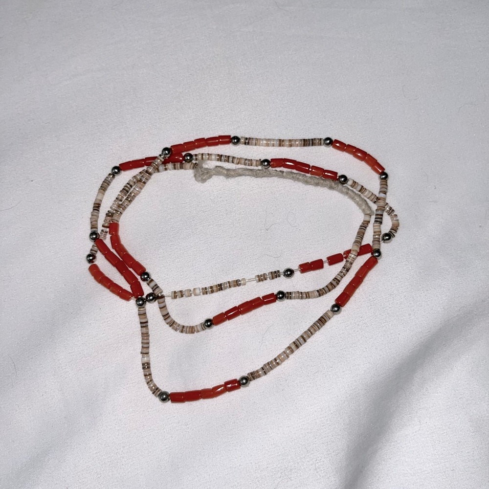 Long Red Heishi Necklace
